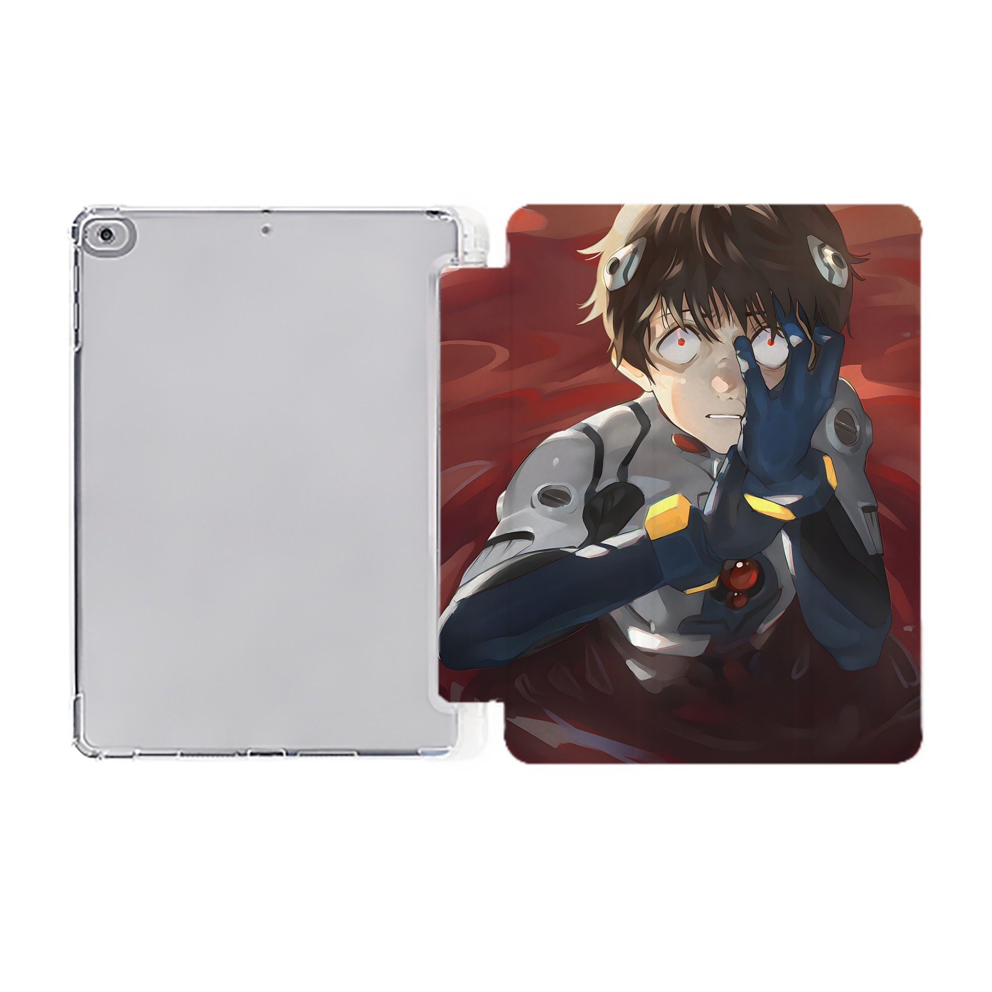 （画像用） EVA 新世紀エヴァンゲリオン IPad ケース ペン収納付き 三つ折りスタンド PUレザー×シリコン 対応機種9.5/10.5/10.9インチ